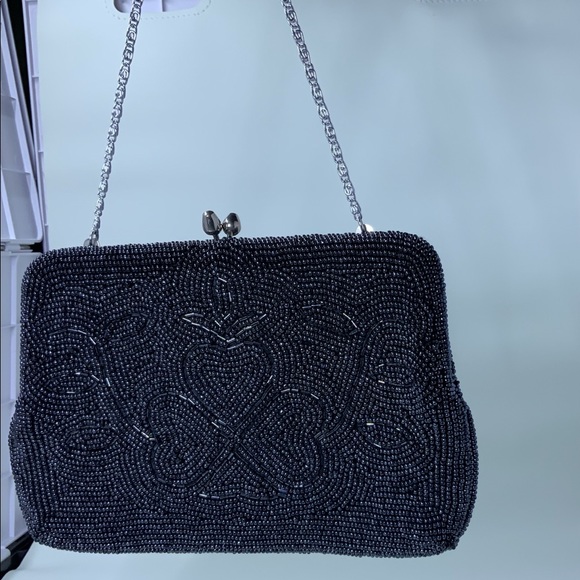 Vintage Made in Japan Black Beaded Evening Purse Made /Japan - Picture 2 of 8